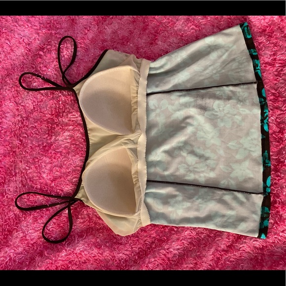 Vintage Floral green brown tankini size 14 padded - Picture 9 of 14